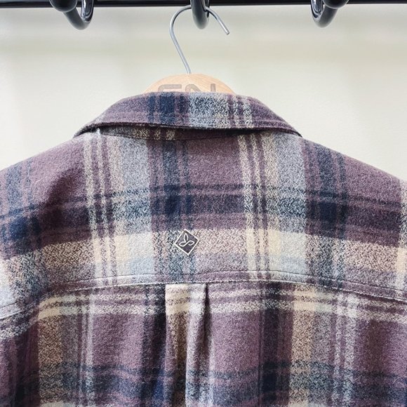 Prana Ryken Flannel Shacket/Shirt Brown Plaid (L) NWT - Picture 6 of 8
